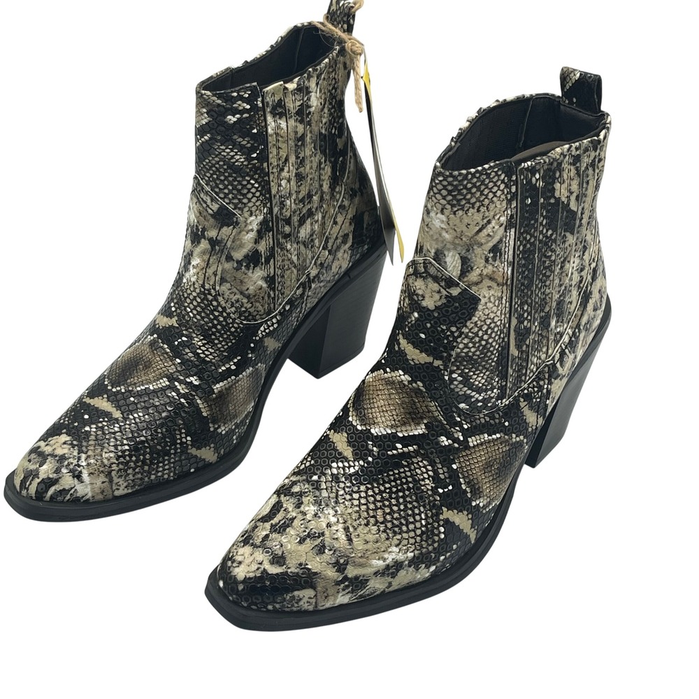 NWT Seven7 Eve Boot Snakeskin Print Ankle Boots Block Heel Size 6.5 festival - Picture 2 of 13